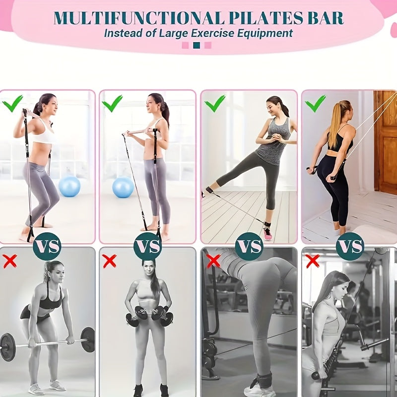 Pilates Stick Resistance Belt Fitness Set (14pcs)-2