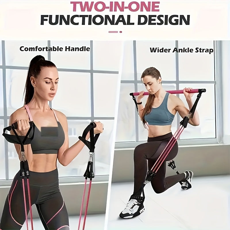 Pilates Stick Resistance Belt Fitness Set (14pcs)-4