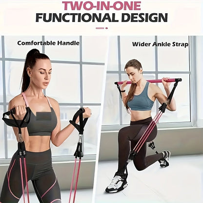 Pilates Stick Resistance Belt Fitness Set (14pcs)-4