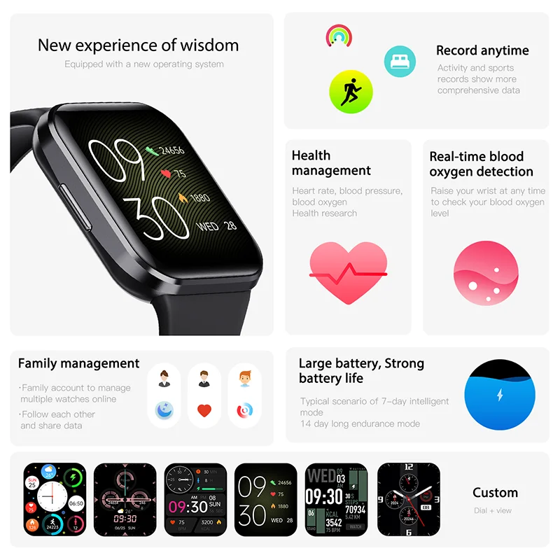 Luxury Smart Watch Fitness Waterproof Sport (Black)-1