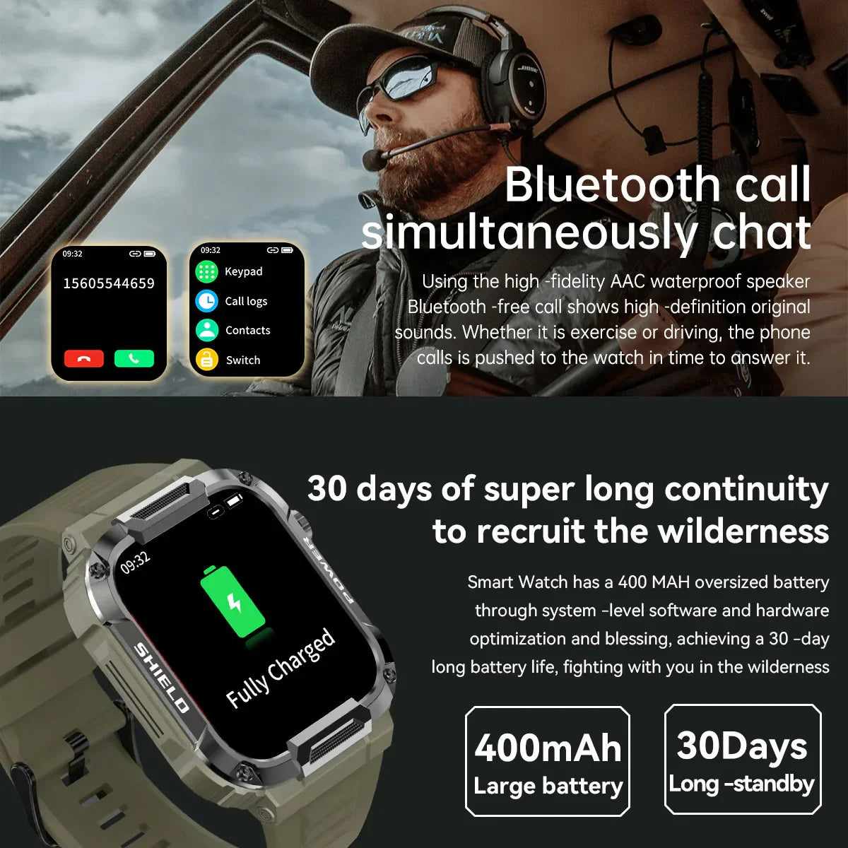 Men’s Smart Watch Waterproof Fitness Tracker (Green)-1