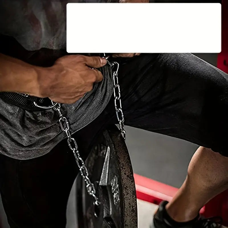 1pc Fitness Weighted Belt with Chain - Black-3