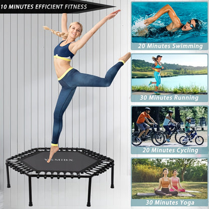 Hexagonal Fitness Trampoline Quiet Bounce Home Gym-4