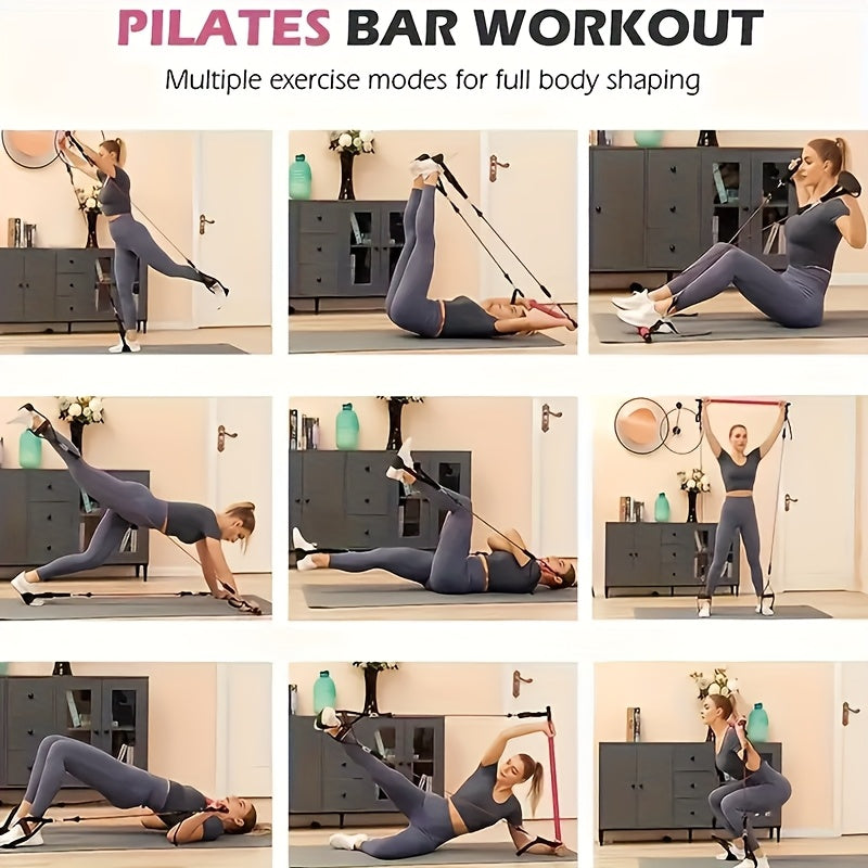 Pilates Stick Resistance Belt Fitness Set (14pcs)-3