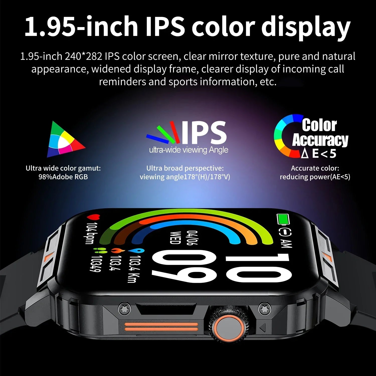 Military Smart Watch Fitness Health Monitor Bluetooth (Black)-2