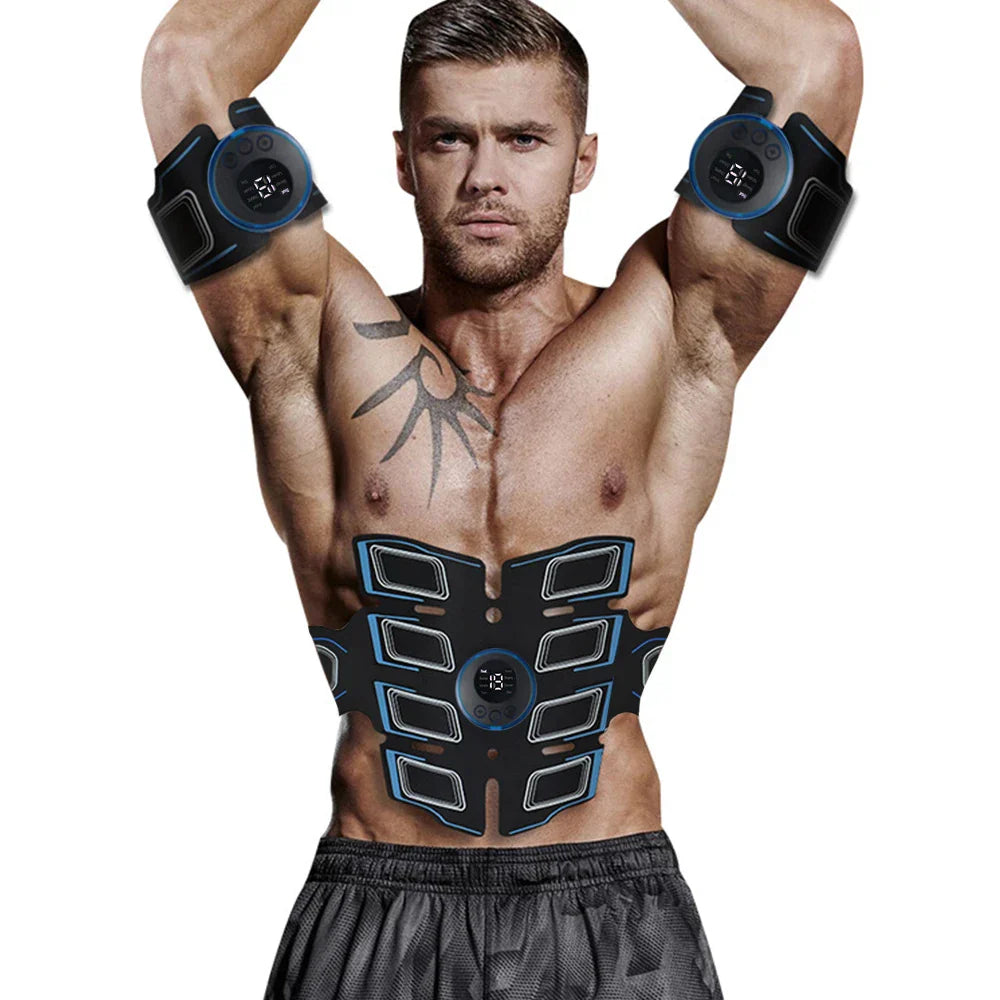 Abdominal Muscle Trainer EMS Fitness Belt Blue-3