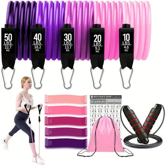 17pcs Fitness Resistance Bands Set – Medium Tension-0